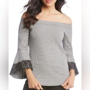 Karen Kane Off-Shoulder Blouse with Lace Detail